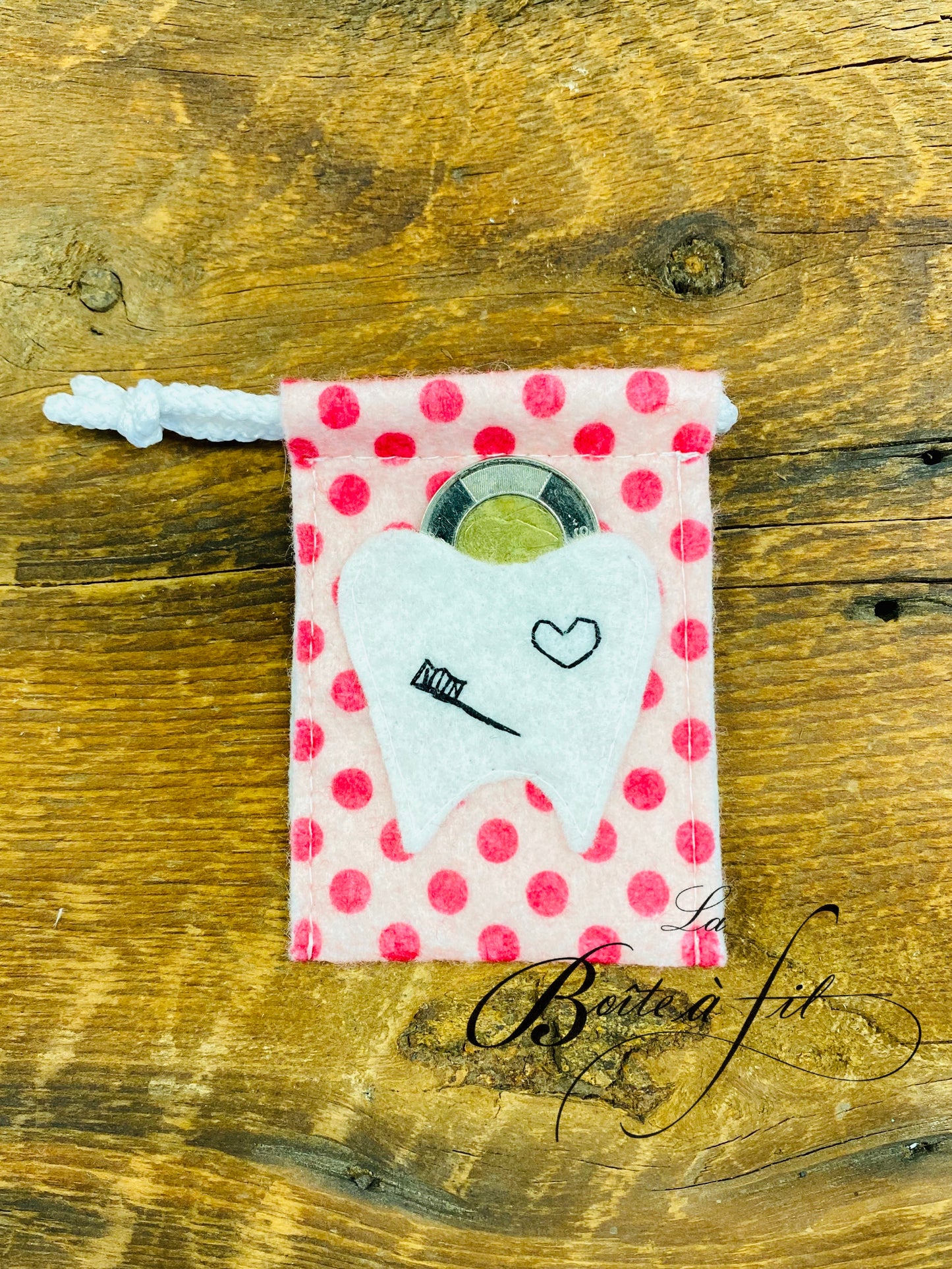 Sac de fée des dents - Pois rose