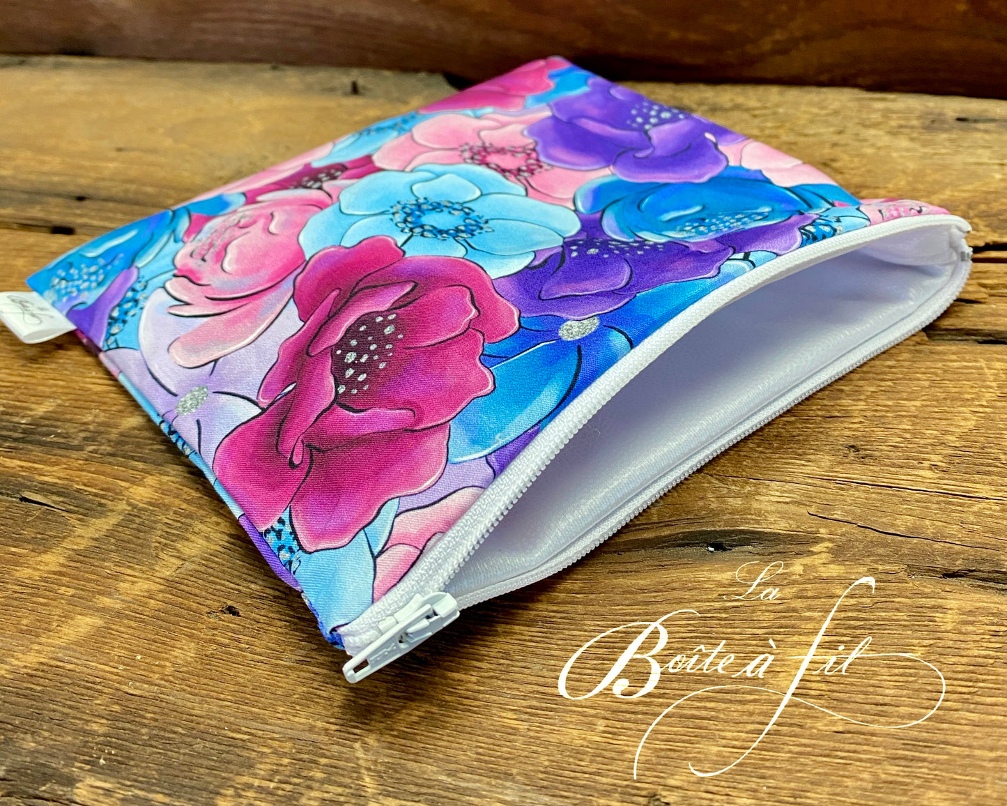 Sac à sandwich réutilisable - fleurs colorées